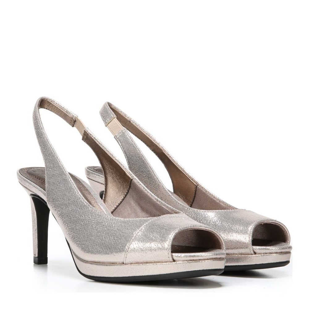 NWOT Life Stride Rose Gold Slingback Platform 9